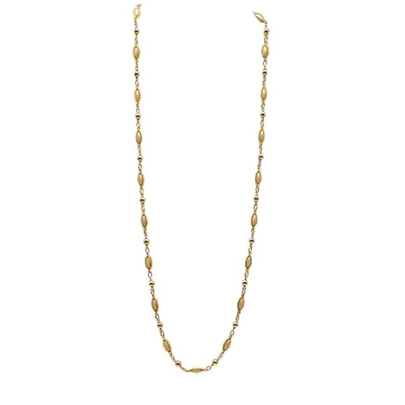Napier Gold Tone Open Cage Faux Pearl Beaded Link Necklace 24" - Picture 1 of 4